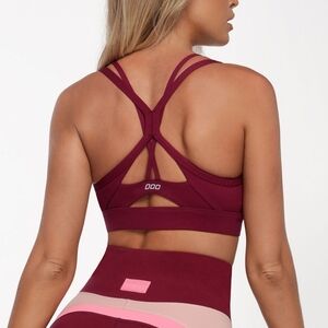 Lorna Jane Willpower Sports Bra in Red Burgundy